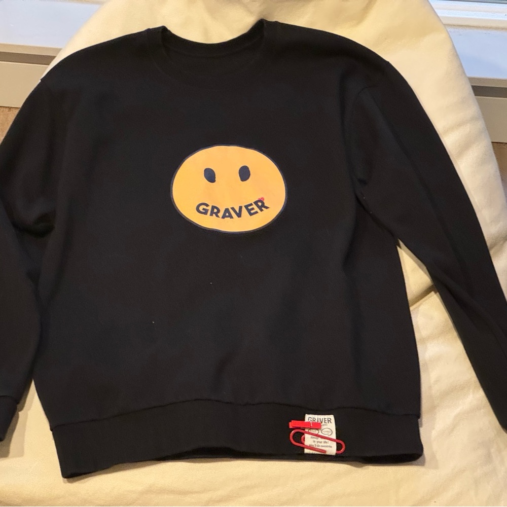 Black and Yellow Smiley Face Hoodie - One Size